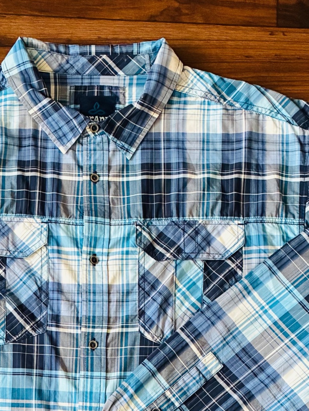 prAna Plaid Blue Men’s Long Sleeve Button Down Size XXL